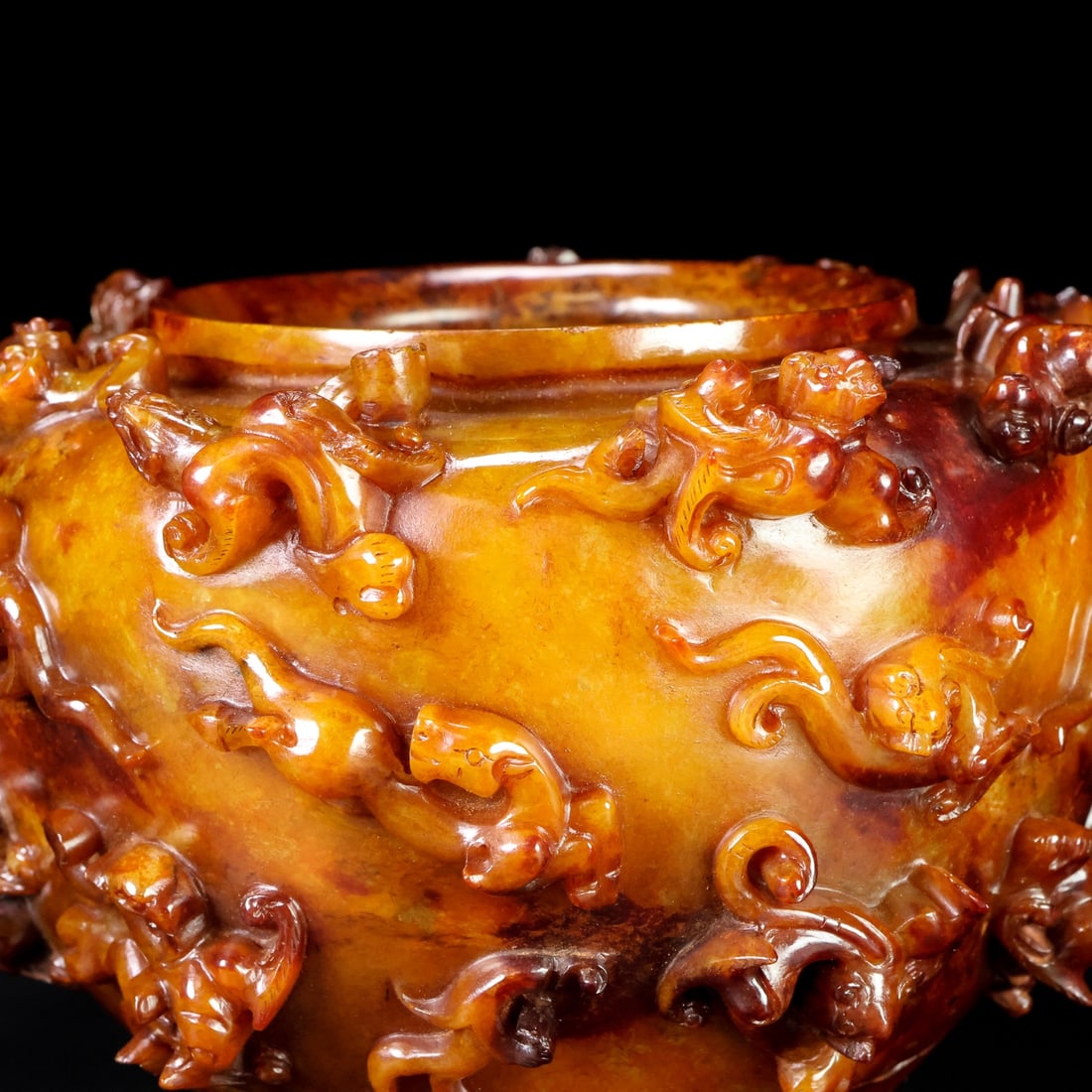 A Exquisite Hetian Jade Dragon Pattern Vat - 3