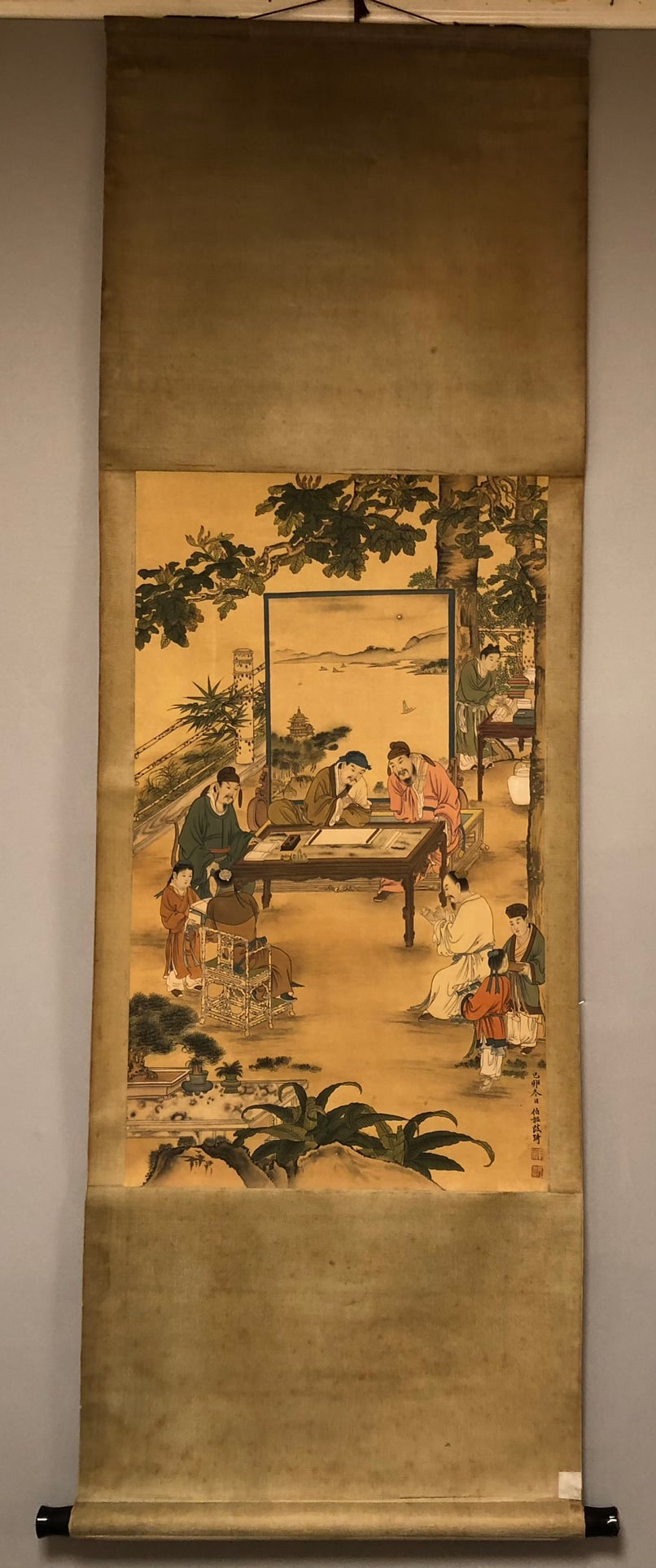 A Chinese Vertical Scroll Ink Painting of Figures on Paper (1 of 9)