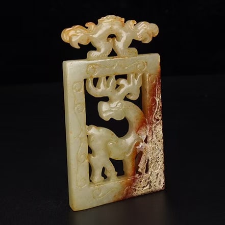 A Exquisite Hotan Jade Deer Pattern Jade Plaque - 7