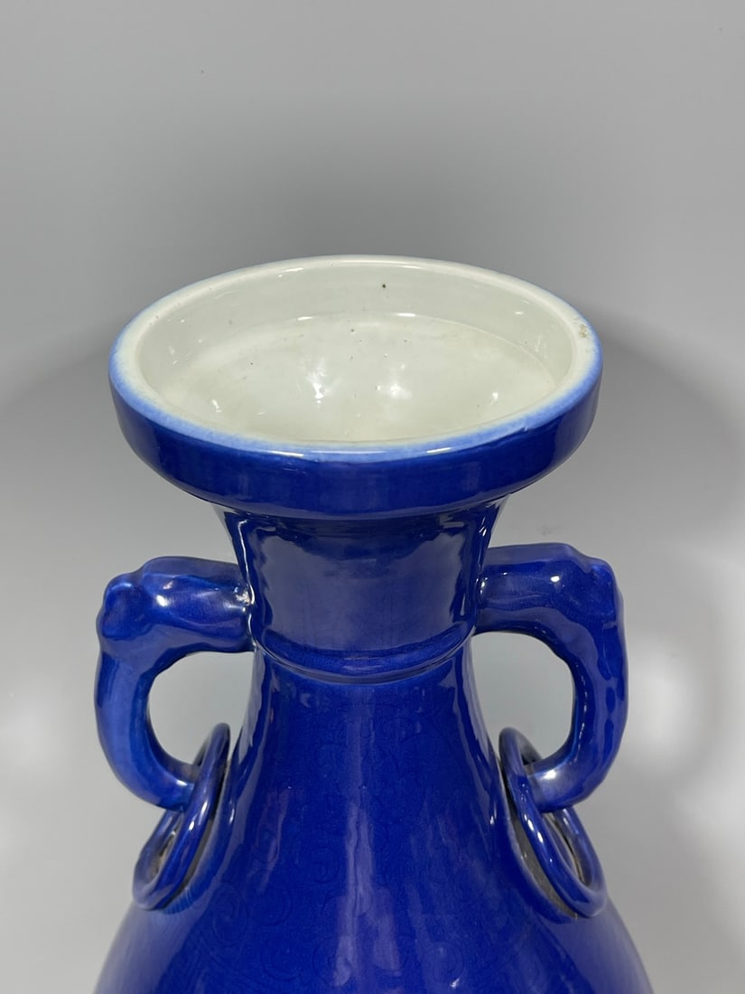 Ji Blue Glazed Dragon Pattern Vase - 5