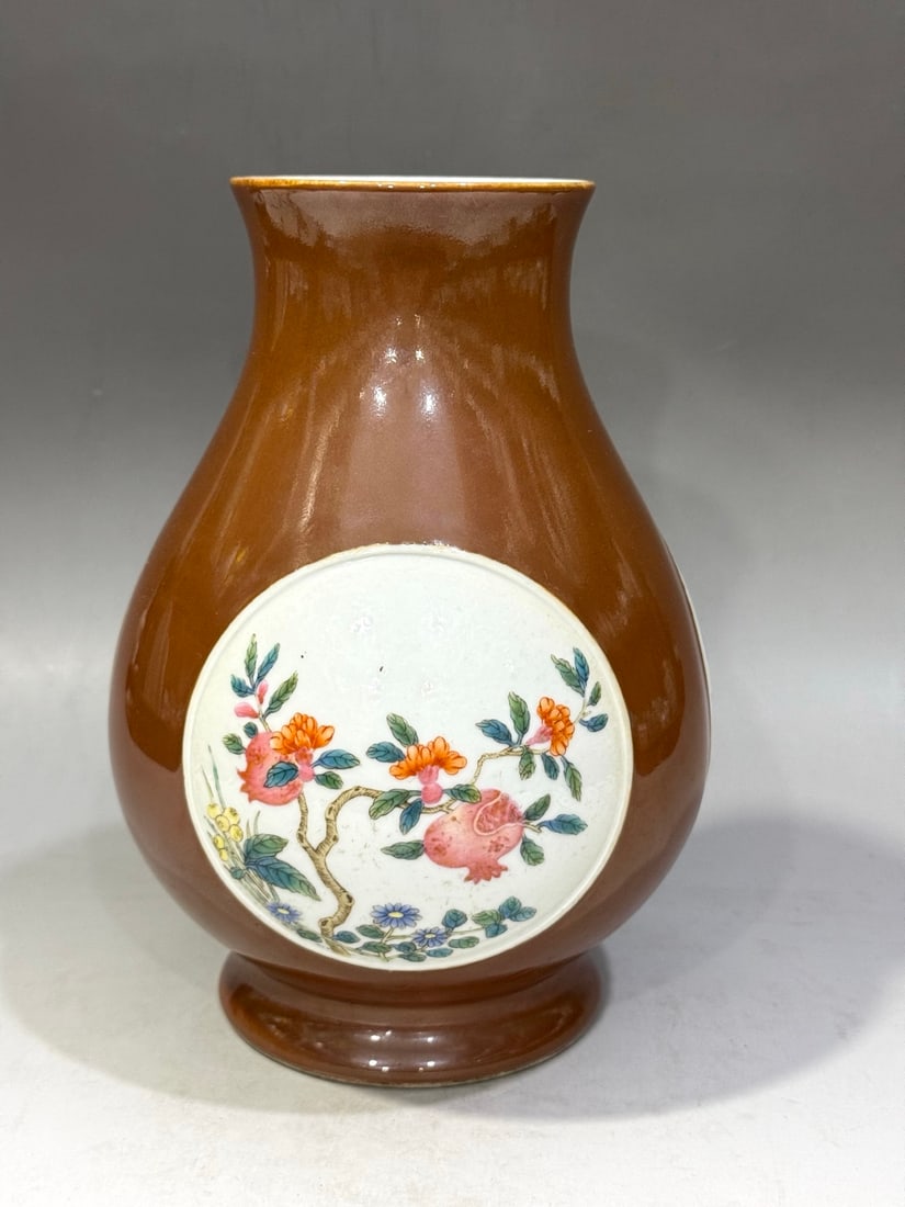 A Exquisite Purple Gold Glazed Famille-Rose Flower Pattern Vase (1 of 9)