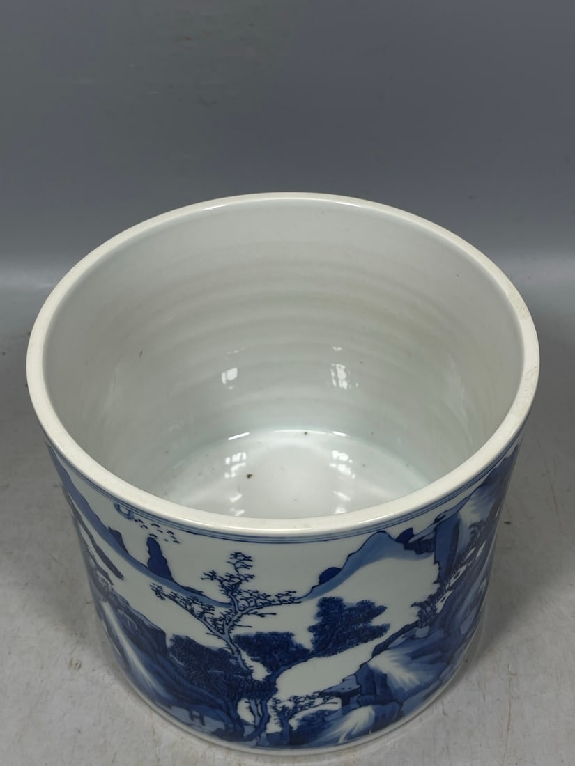 Blue and White Deer Pattern Brush Pot - 5