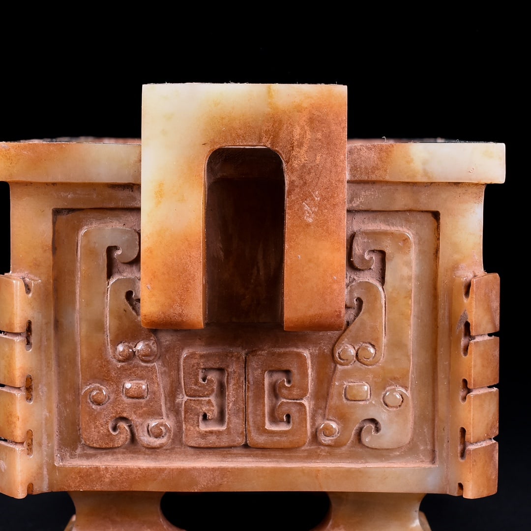 A Exquisite Hetian Jade Beast-Face Pattern Censer - 5