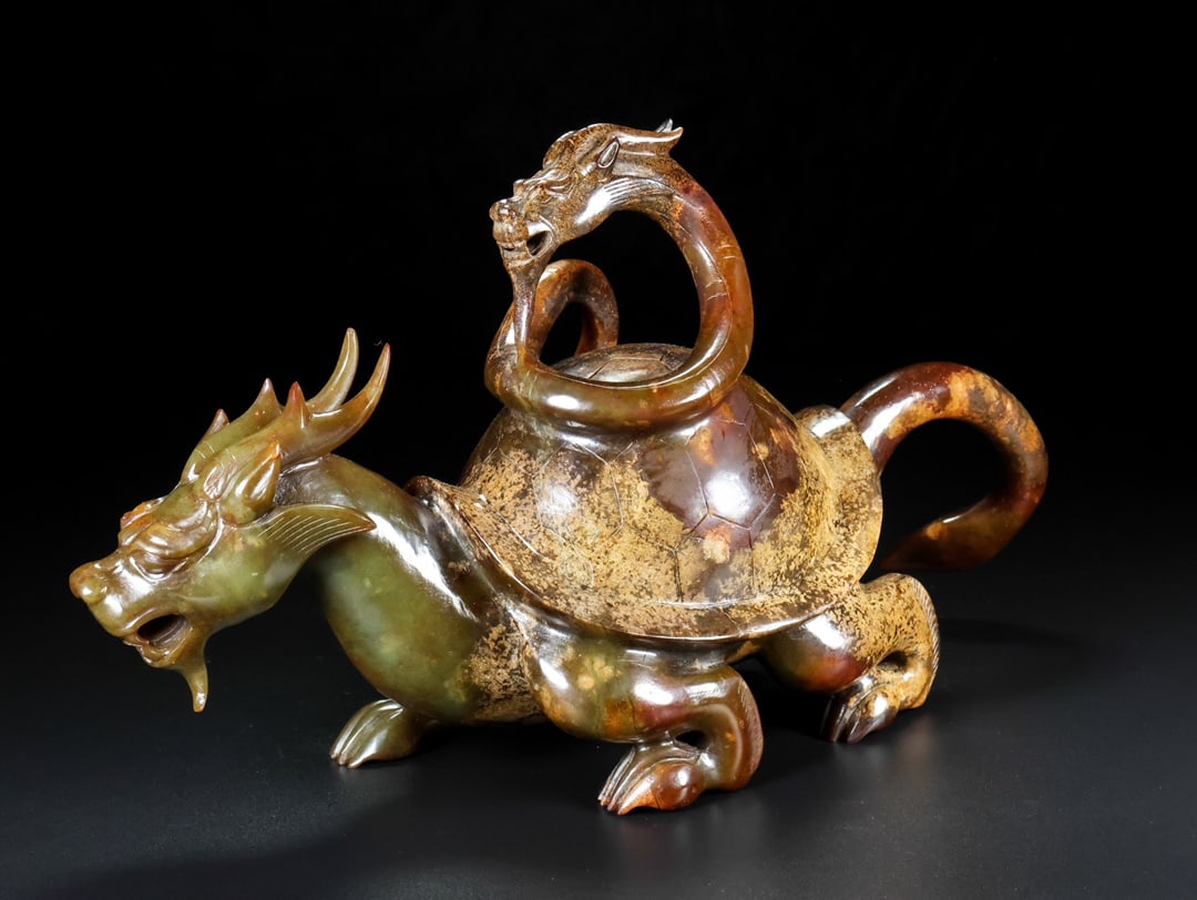 A Rare Hetian Jade Dragon Turtle - 7