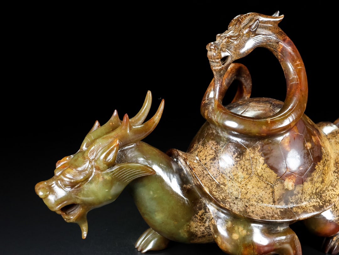 A Rare Hetian Jade Dragon Turtle - 8