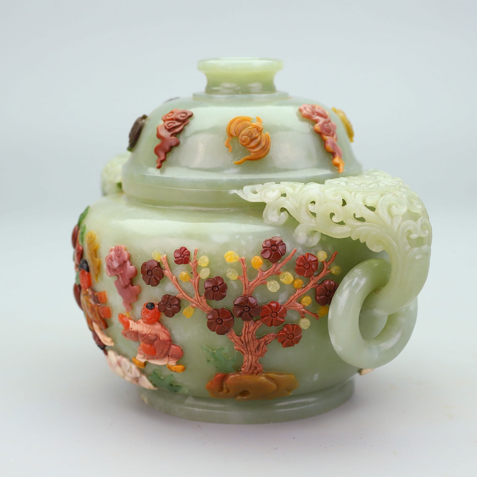 A Exquisite Hetian Jade Human Pattern Double-Ears Ewer - 2