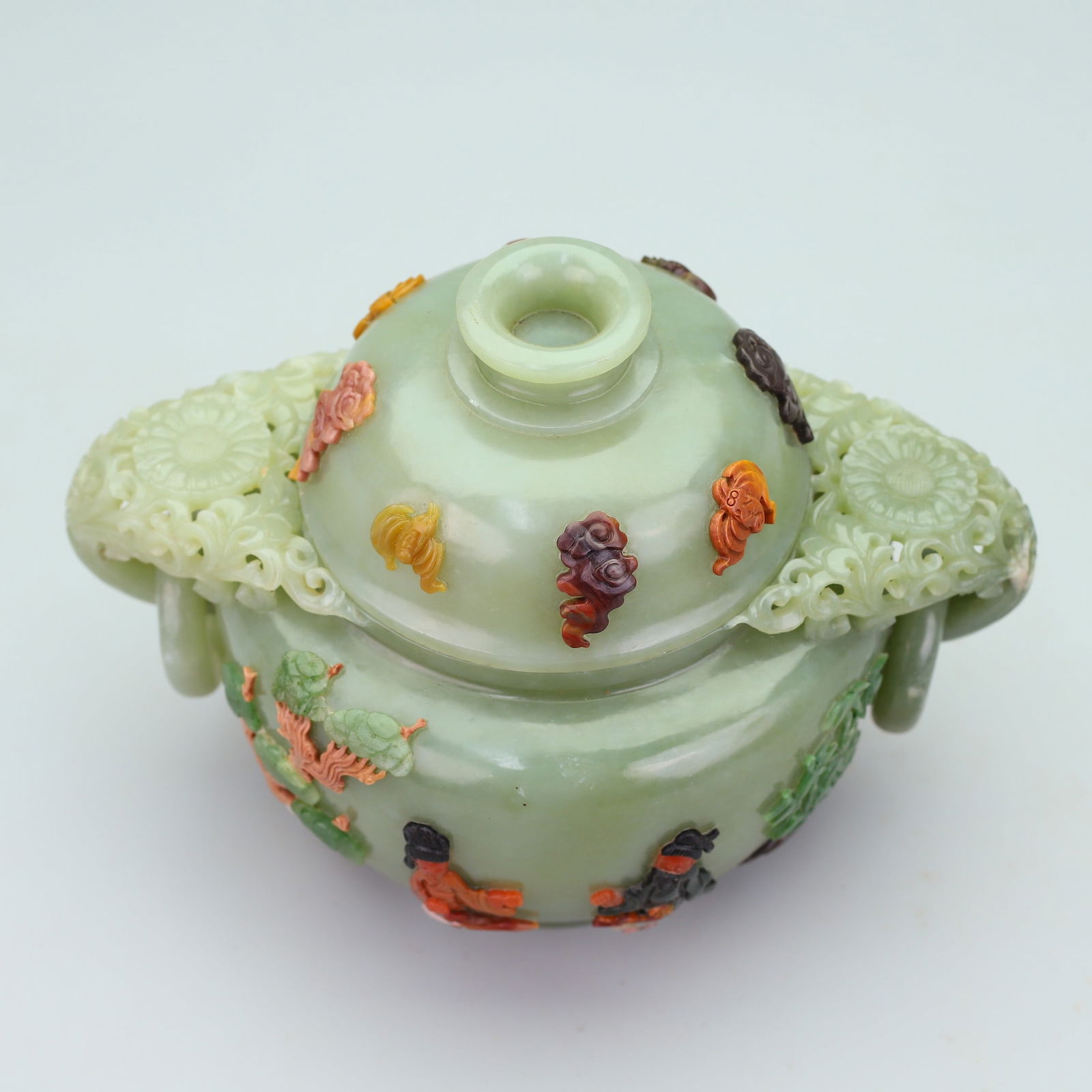 A Exquisite Hetian Jade Human Pattern Double-Ears Ewer - 4