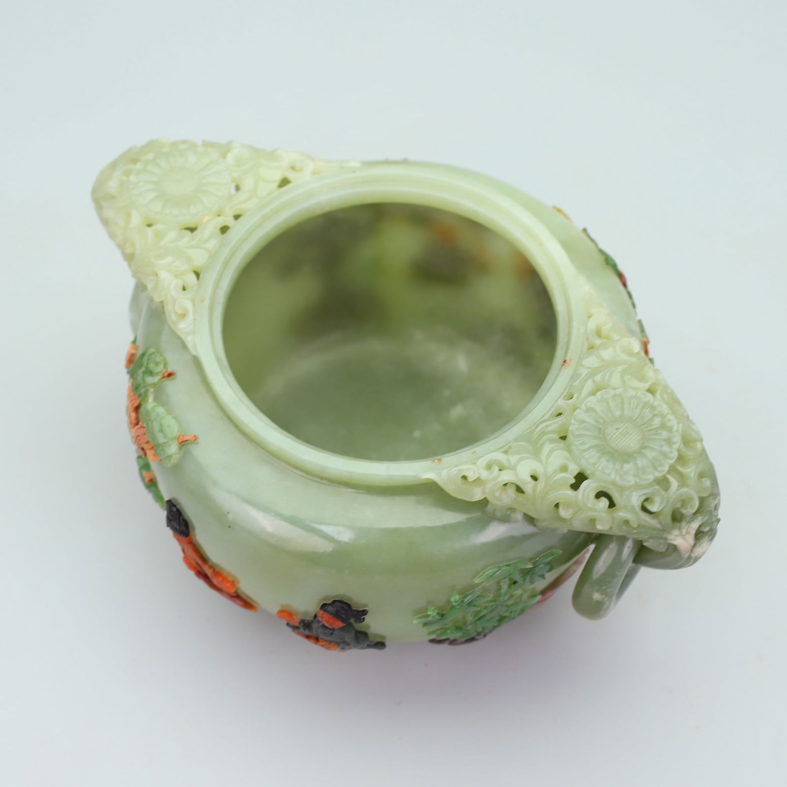 A Exquisite Hetian Jade Human Pattern Double-Ears Ewer - 6