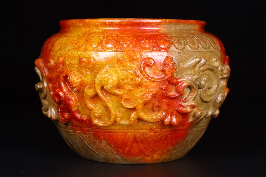 A Exquisite Hotan Jade Dragon Pattern Jar - 5