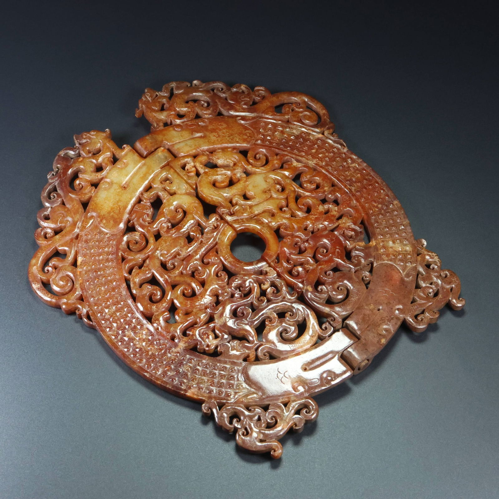 A Exquisite Hotan Jade Dragon Pattern Jade Bi - 3