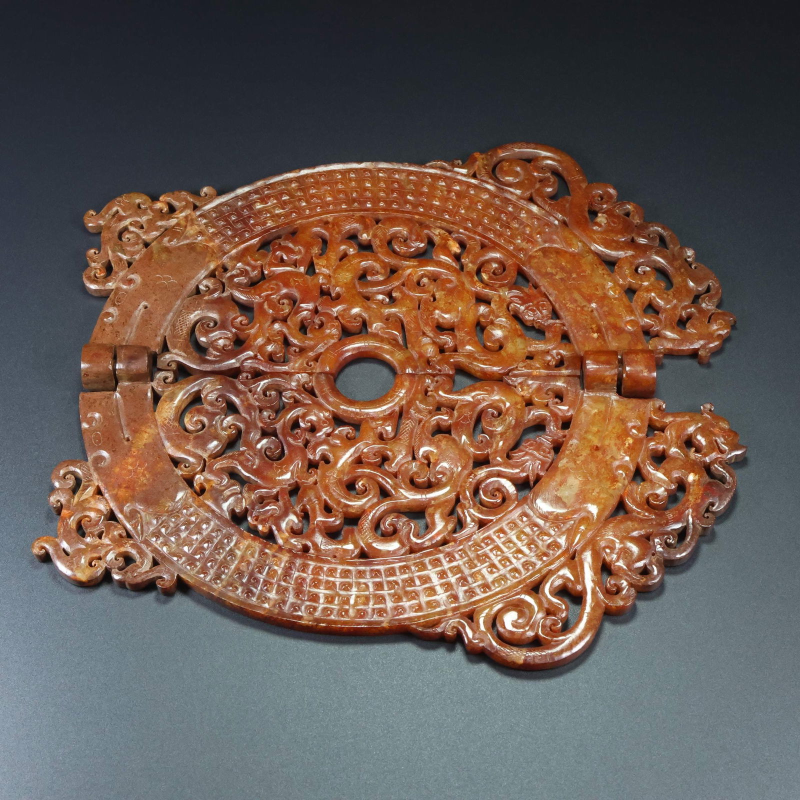 A Exquisite Hotan Jade Dragon Pattern Jade Bi - 4