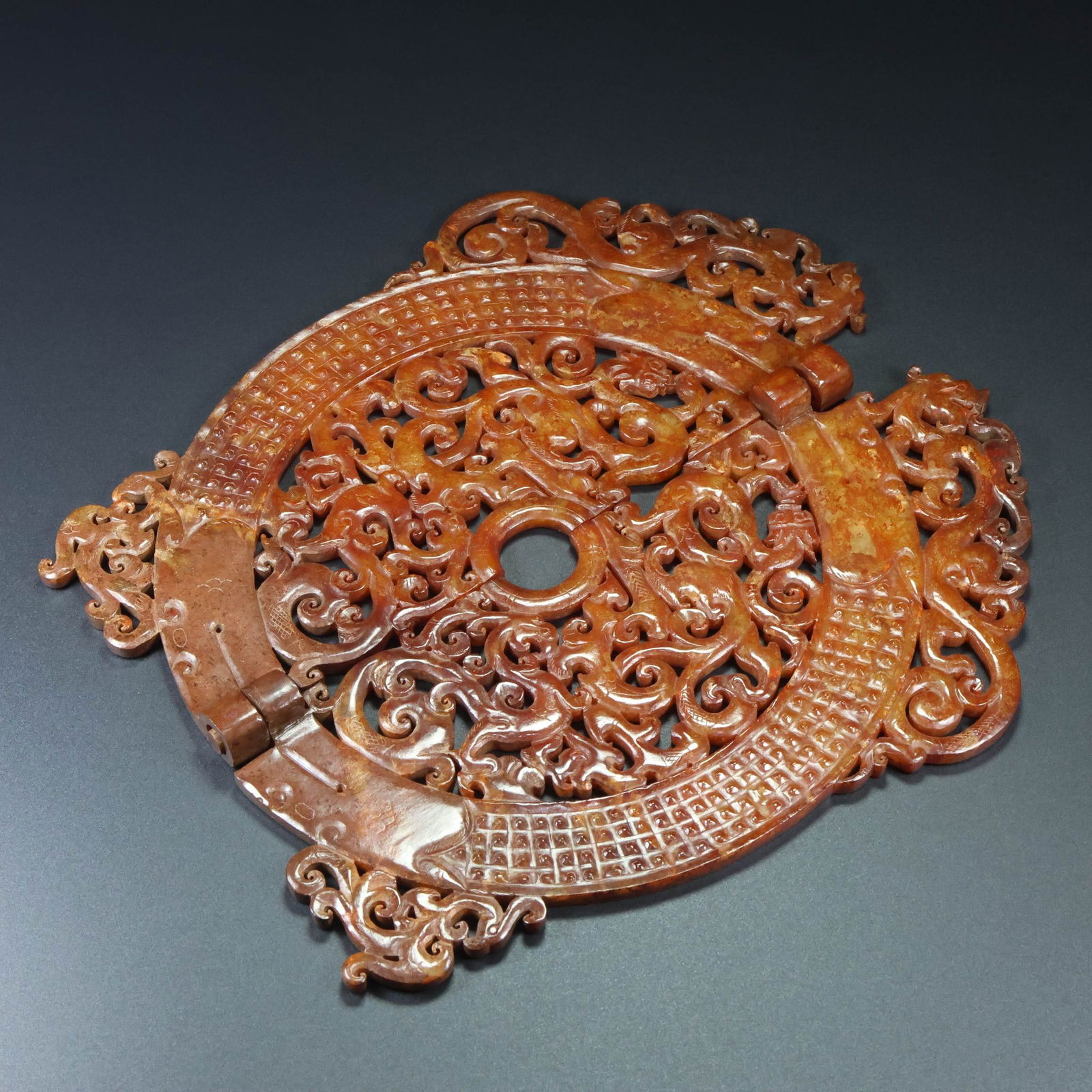 A Exquisite Hotan Jade Dragon Pattern Jade Bi - 5