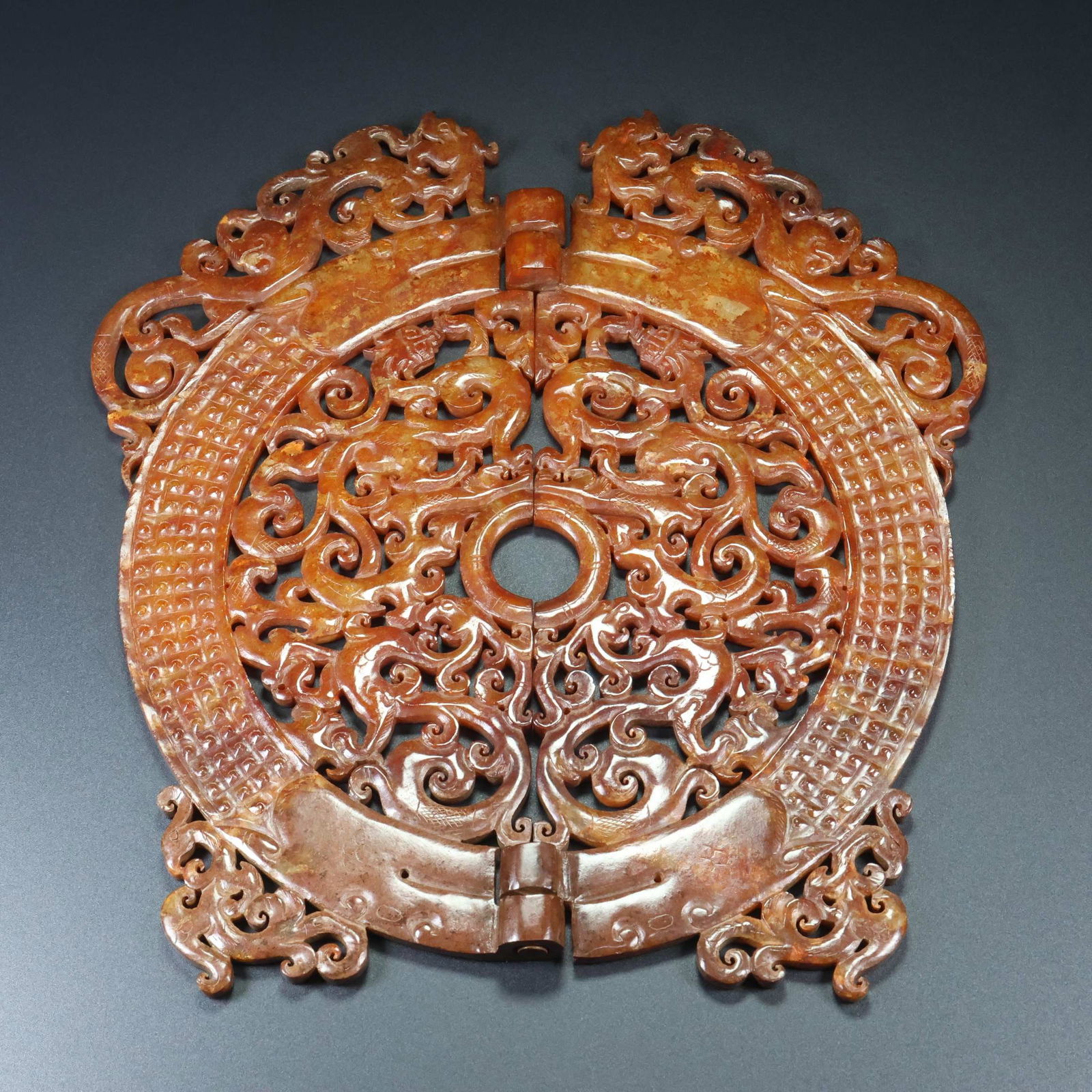 A Exquisite Hotan Jade Dragon Pattern Jade Bi - 7