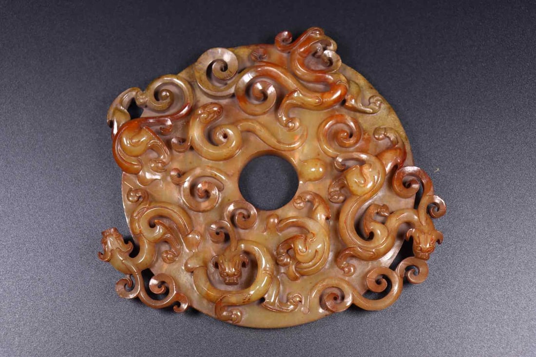 A Exquisite Hetian Jade Dragon Pattern Jade Bi - 8
