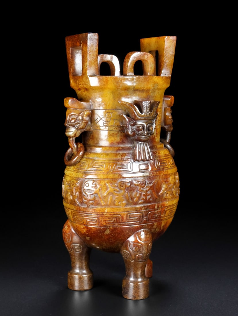 A Exquisite Hetian Jade Dragon Pattern Censer - 4