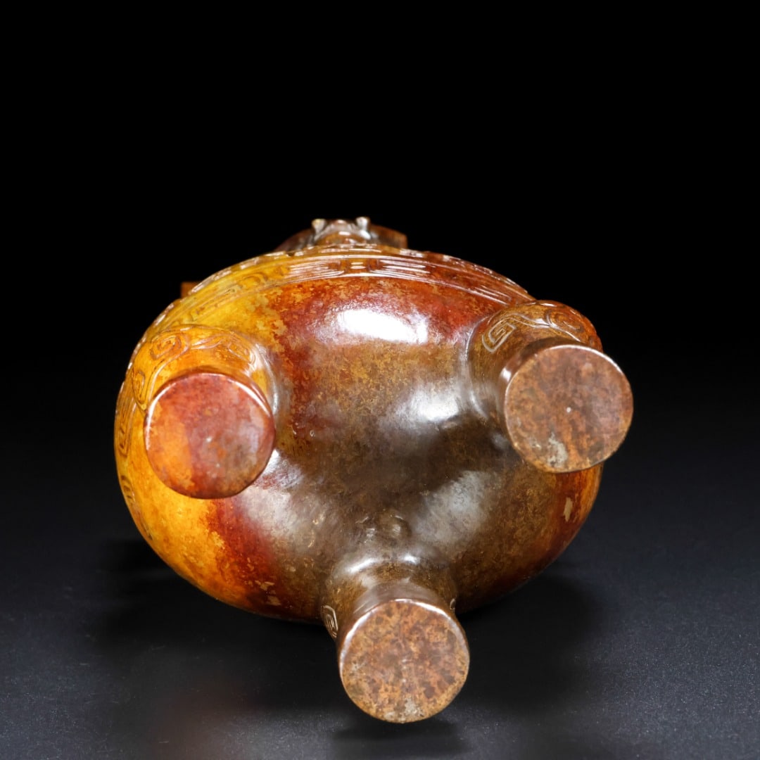 A Exquisite Hetian Jade Dragon Pattern Censer - 8