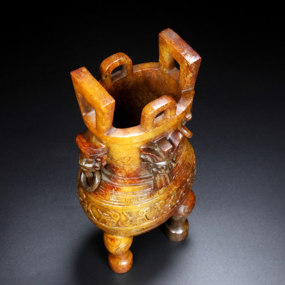 A Exquisite Hetian Jade Dragon Pattern Censer - 9