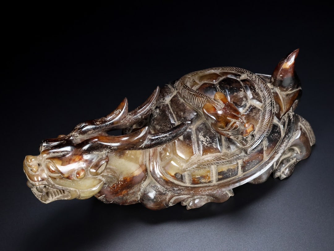 A Rare Hetian Jade Dragon Turtle - 6