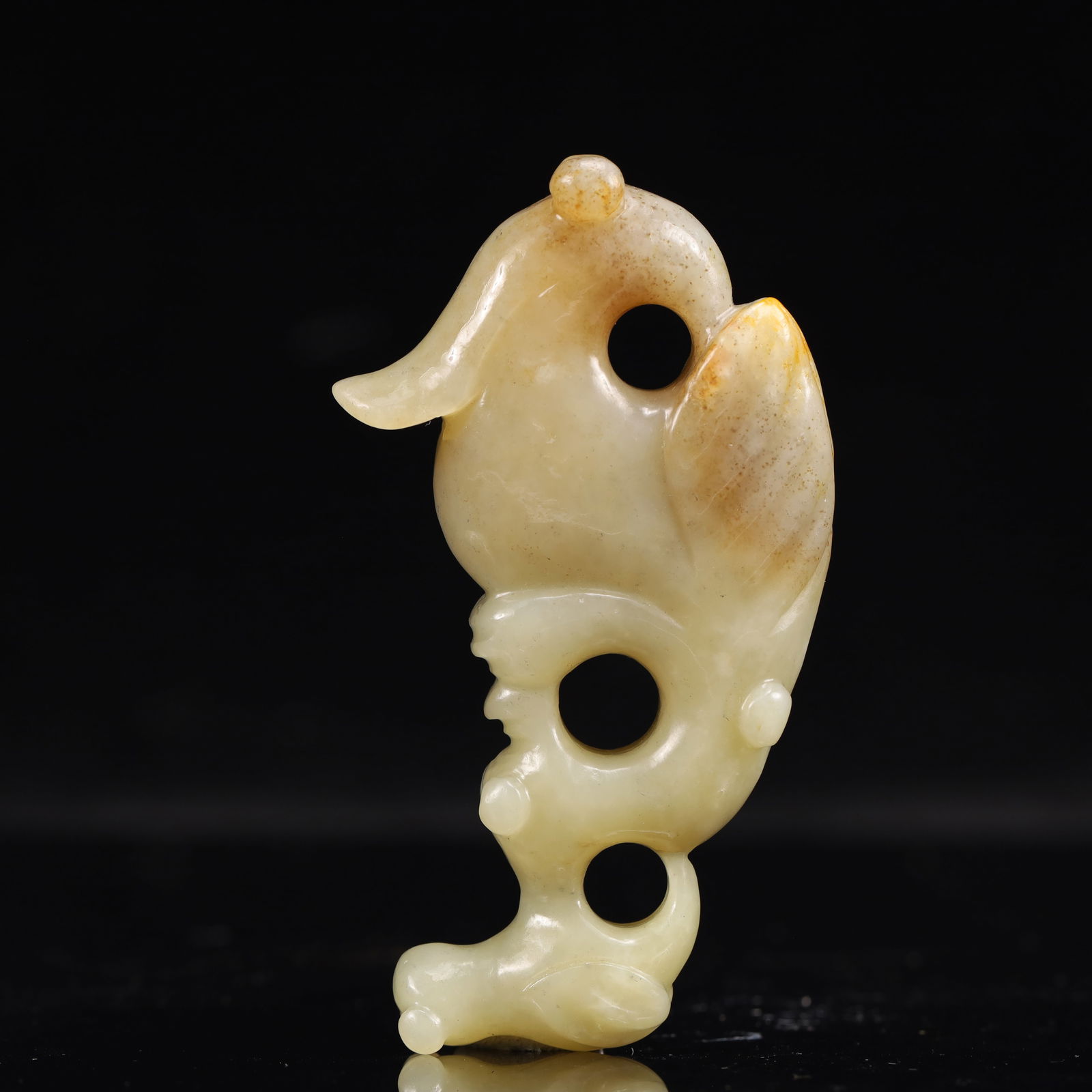 An Archaic Hongshan Culture White Jade Cicada Pendant: An Archaic Hongshan Culture White Jade Cicada Pendant,Ancient Time, China,Size:2.4inx4.3in,Weight:148g 