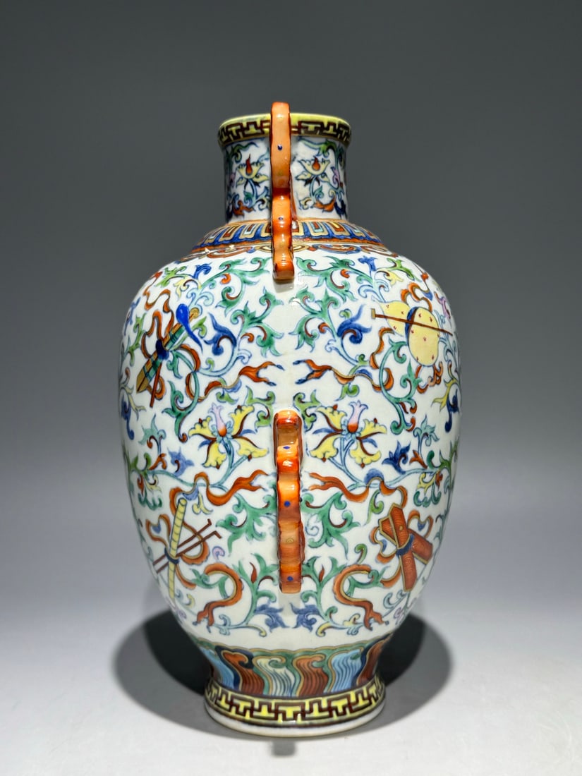 An Exquisite Doucai Lotus Pattern Double-Ears Vase - 6