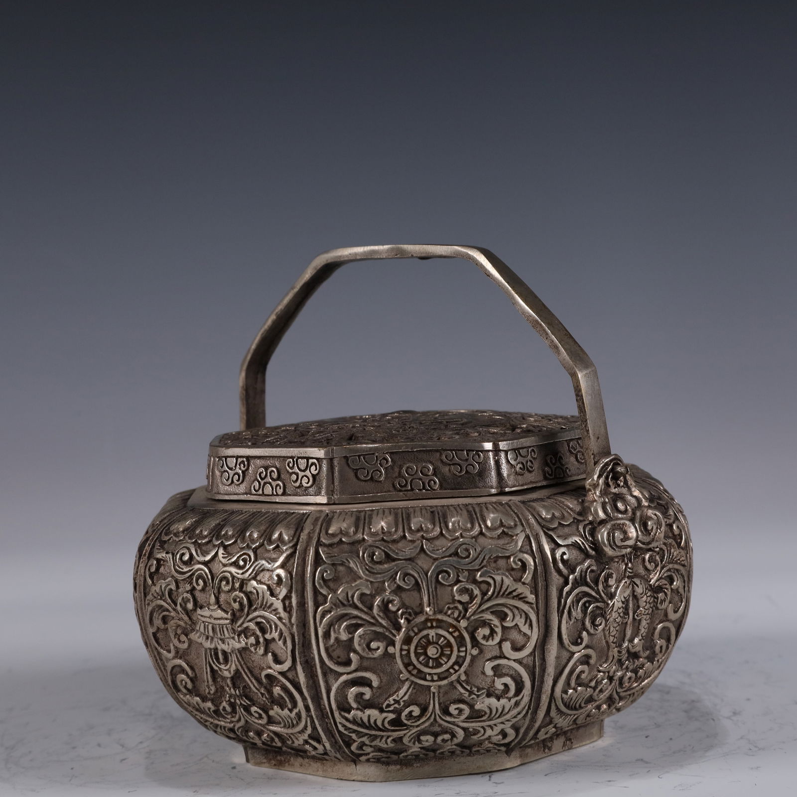 An Exquisite Silver-plated Eight Treasures PatternHandwarmer - 2