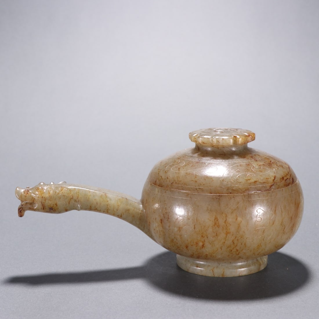 An Exquisite White Jade Dragon Pattern Flagon - 4
