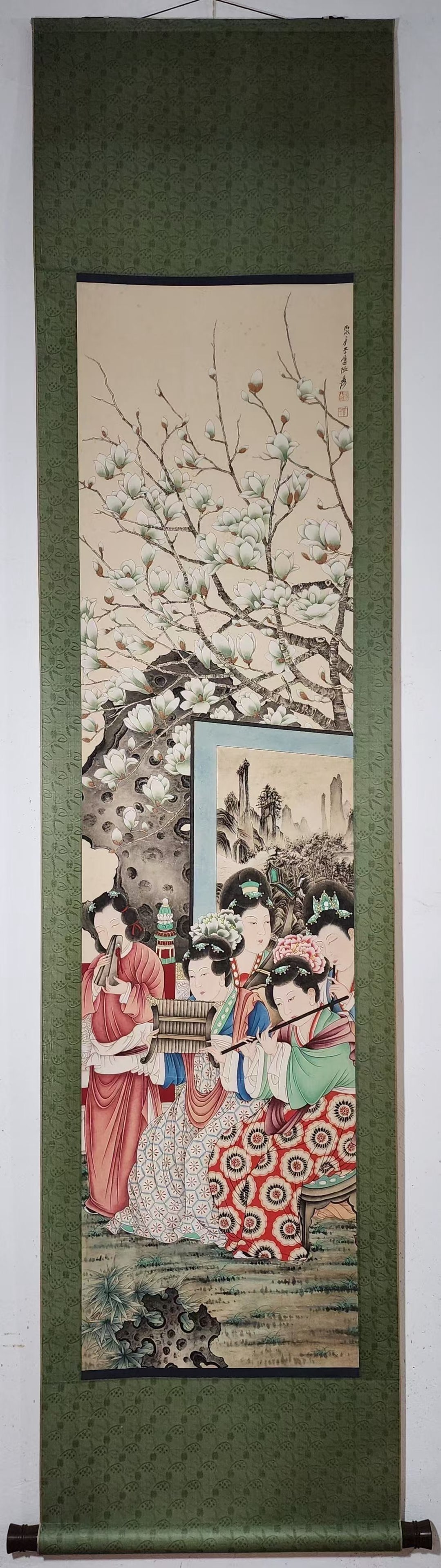 A Chinese Vertical Scroll Ink Painting of Character and Story on Paper: A Chinese Vertical Scroll Ink Painting of Character and Story on Paper,Zhang Daqian,Size:62.4inx15.9in 