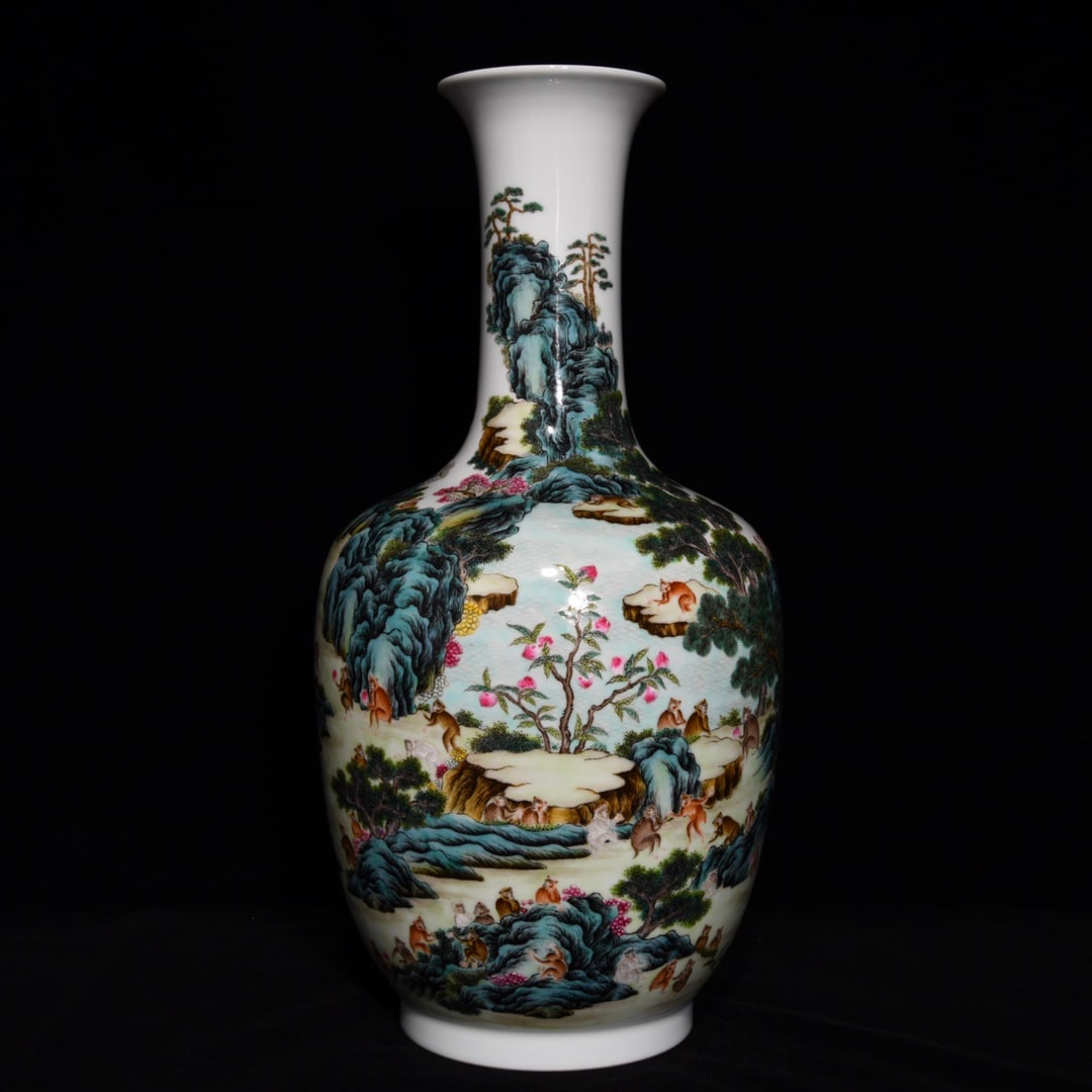 A Huge Famille-Rose Monkey Pattern Vase - 5