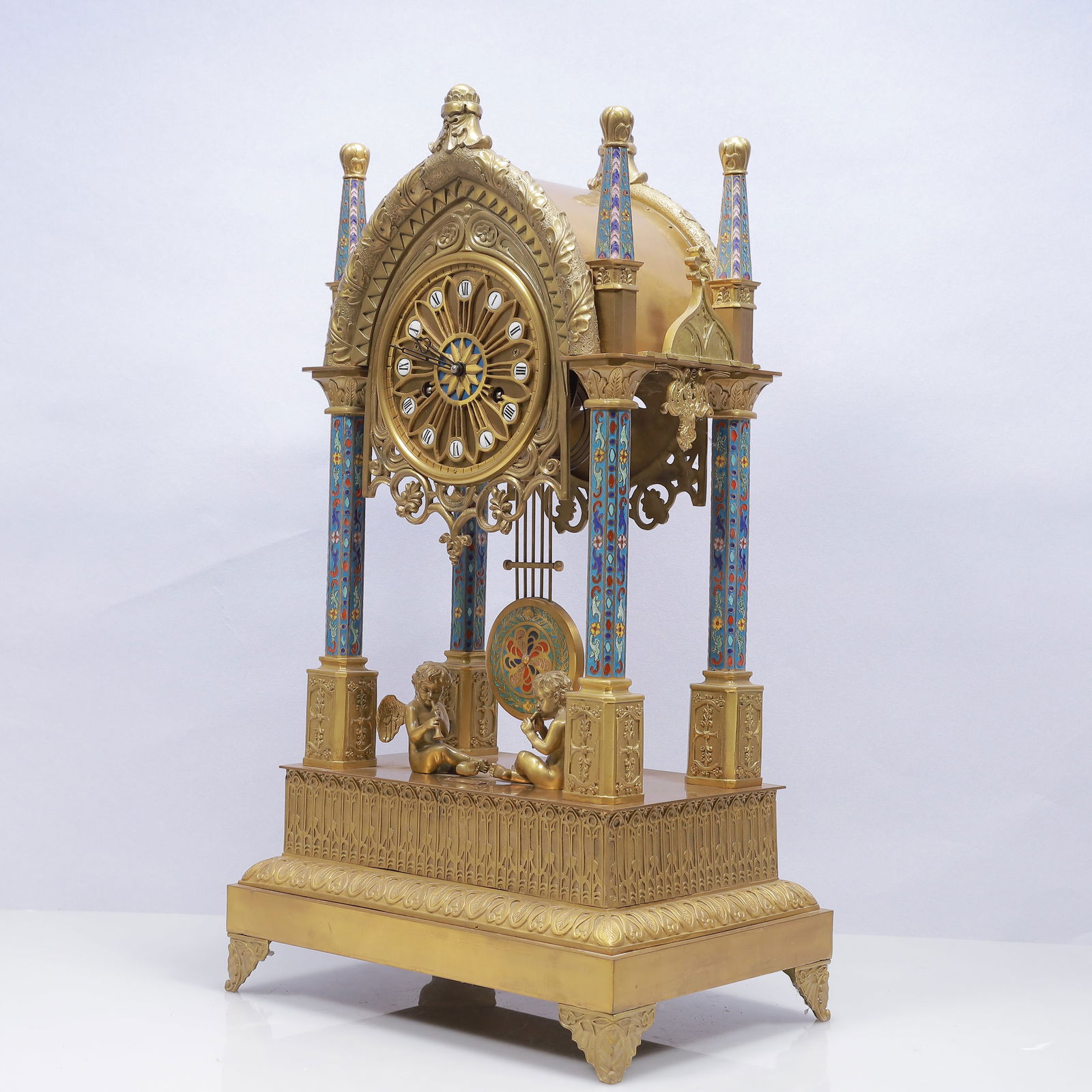 An Exquisite Cloisonne Figure Pattern Table Clock Ornament - 4