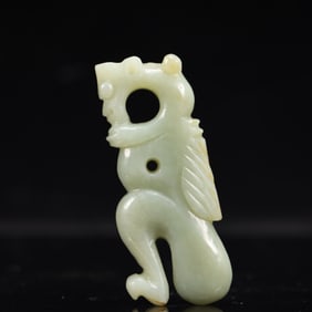 An Archaic Hongshan Culture White Jade Cicada Pendant