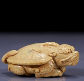 An Exquisite White Jade Dragon Turtle Pattern Ornament