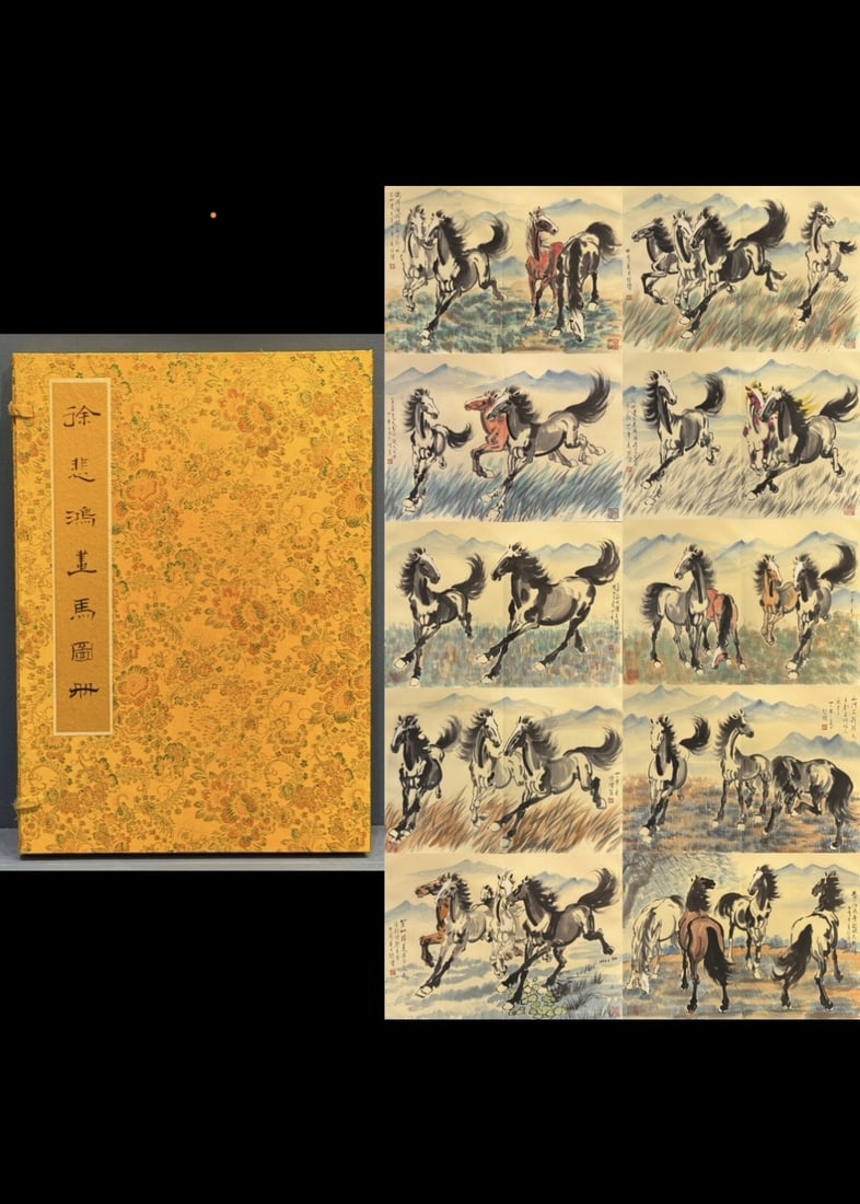 A Chinese Album Ink Painting of Horse on Paper: A Chinese Album Ink Painting of Horse on Paper,Xu Beihong,Size:(Album)12.6inx17.7in,(Without Frame)25.2inx17.7in 