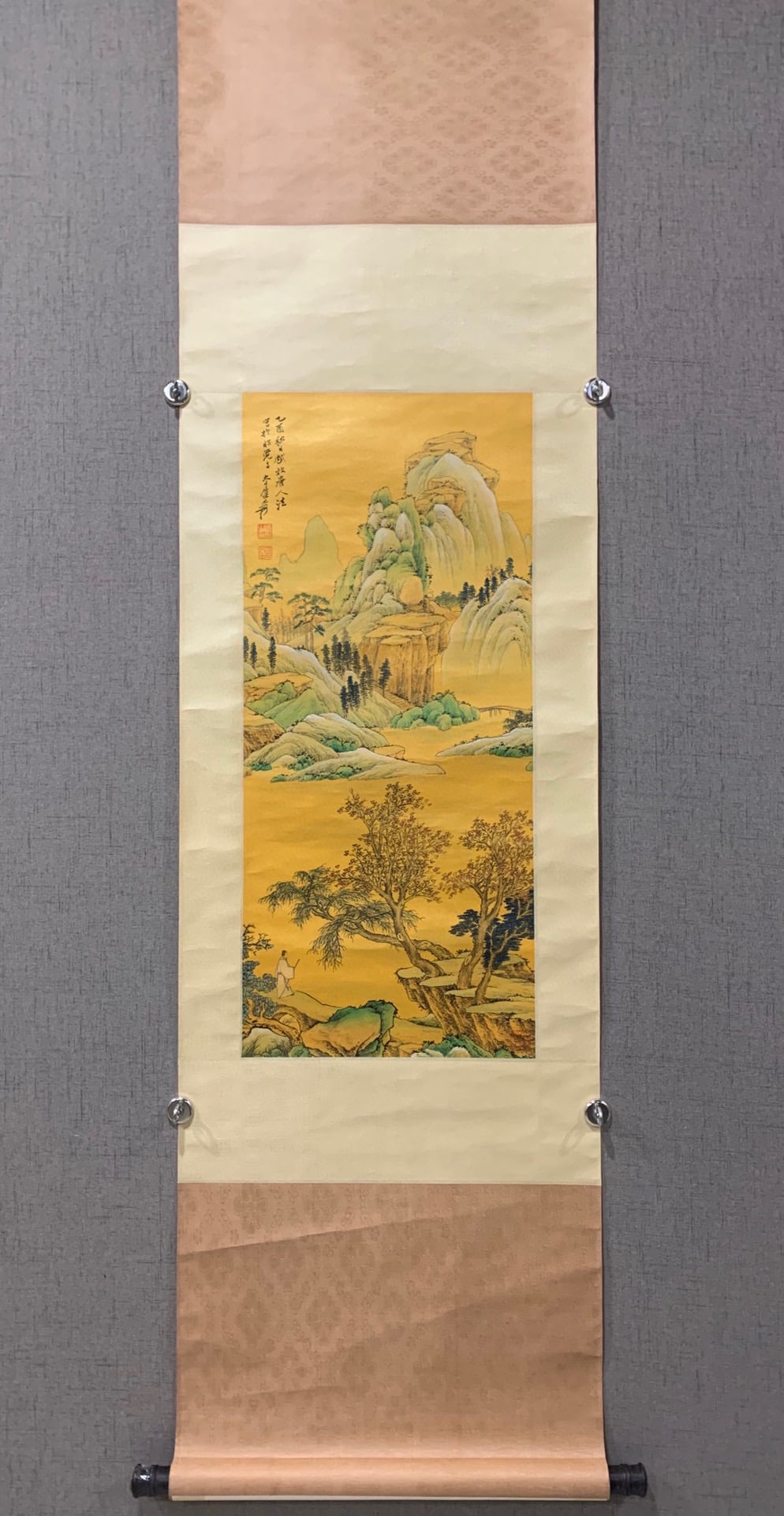 A Chinese Vertical Scroll Ink Painting of Landscape on Paper: A Chinese Vertical Scroll Ink Painting of Landscape on Paper,Zhang Daqian,Size: 31.1inx13.4in 