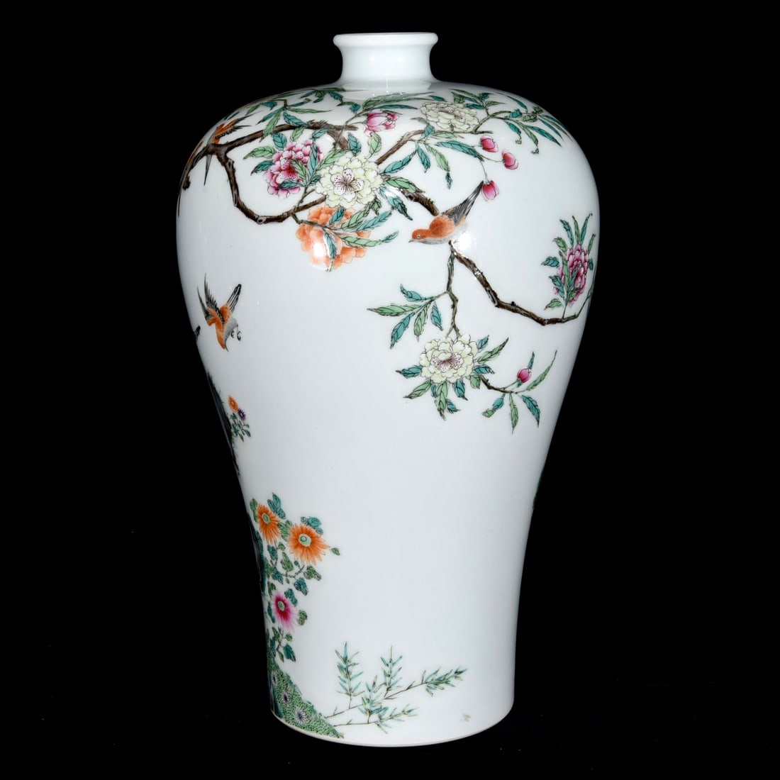 A Rare Famille-Rose Flower and Bird Pattern Vase - 3