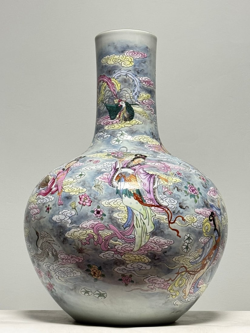 An Exquisite Famille-Rose Character and Story Pattern Vase: An Exquisite Famille-Rose Character and Story Pattern Vase,Qing Dynasty,China,Qianlong Six-character Mark,Size:21.7inx15.7in 
