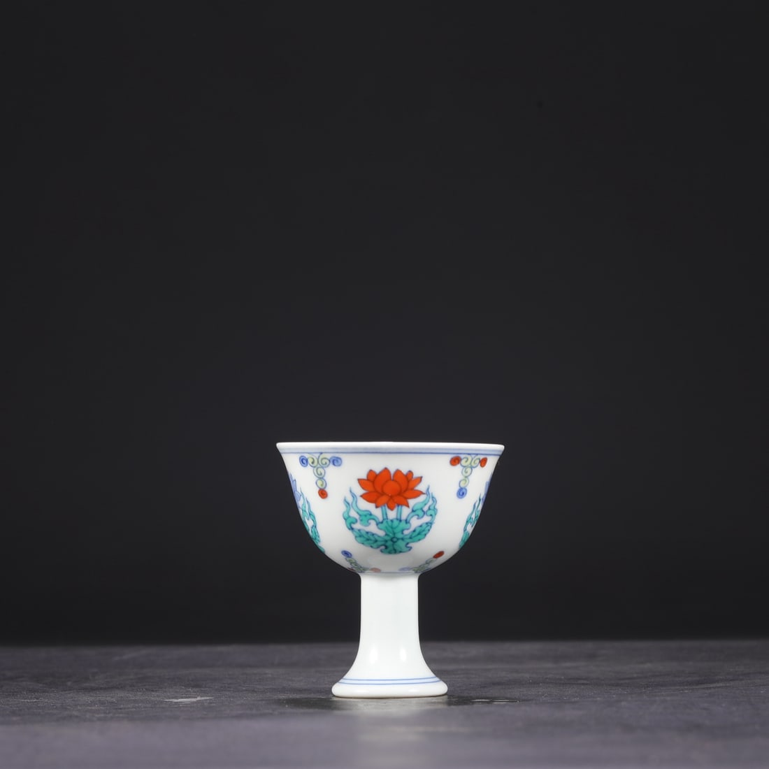 An Exquisite Doucai Flower Pattern Stem Cup - 2
