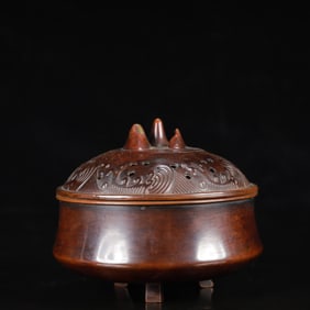 A Rare Bronze Chi-Dragon Pattern Tripod Censer