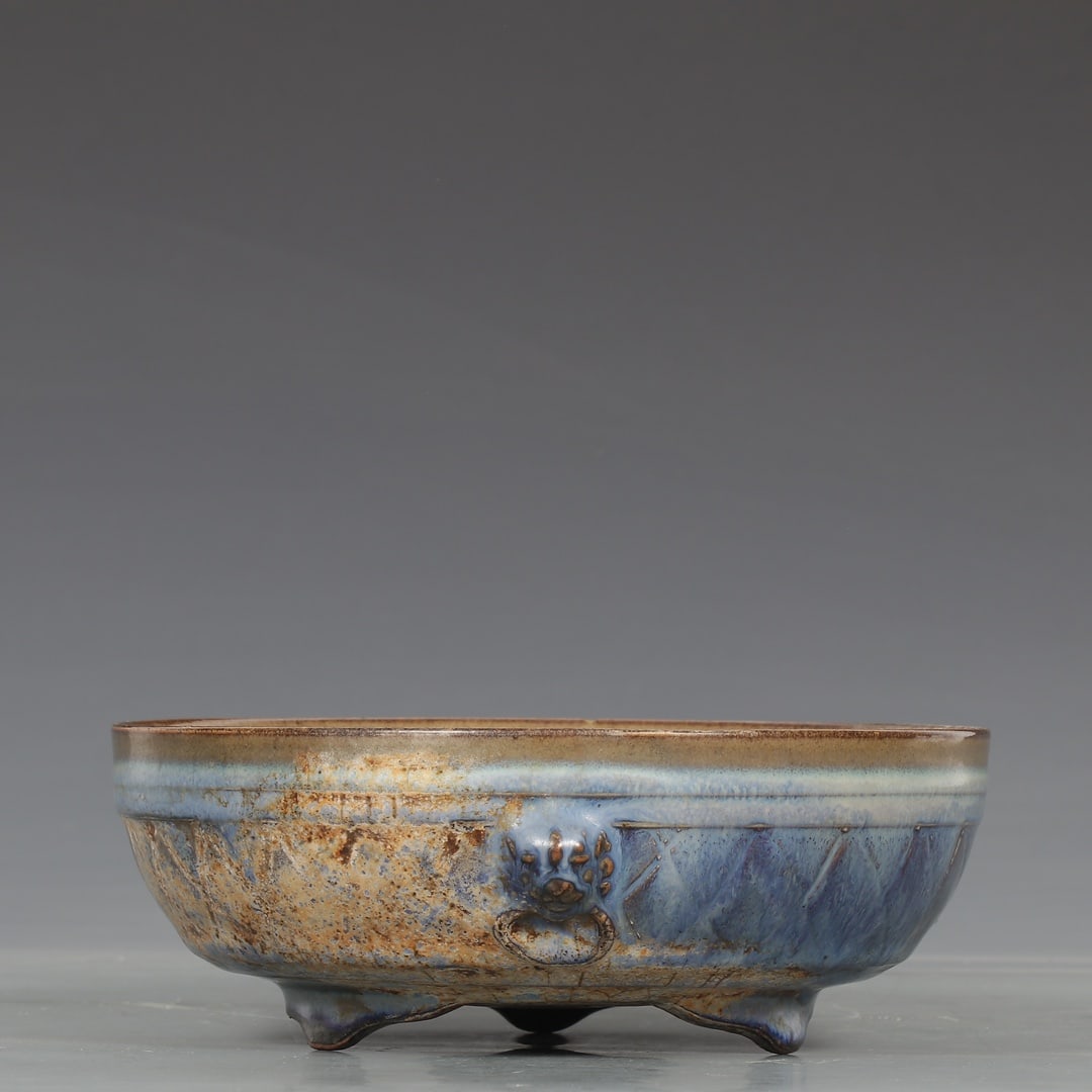 An Exquisite Jun yao Purple Glazed Beast-Ears Tripod Brush Washer,with an Imperial Poem by Emperor (1 of 9)