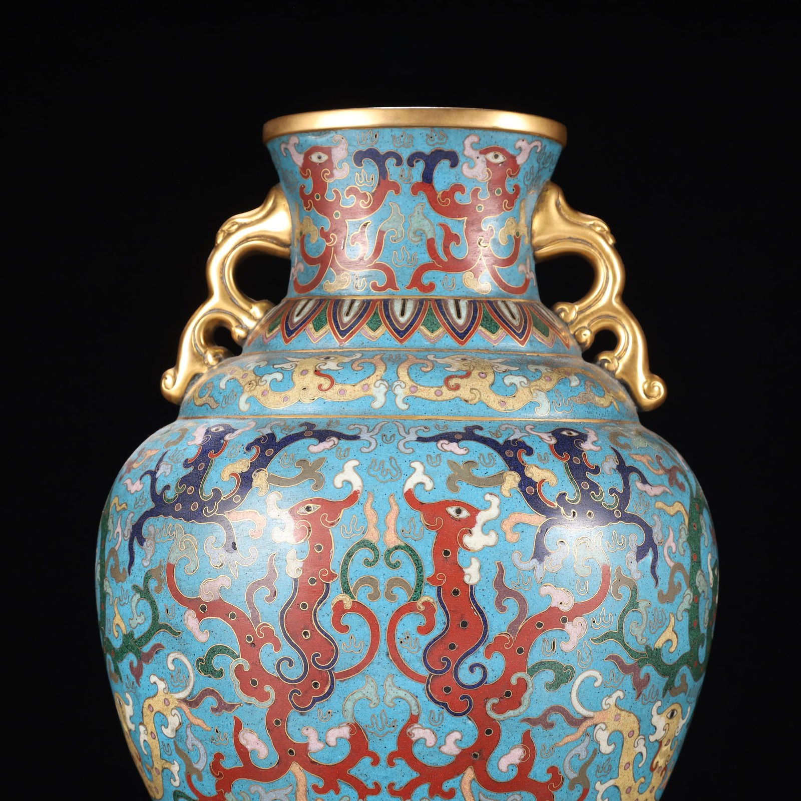 An Exquisite Cloisonne Dragon Pattern Double-Ears Vase - 2