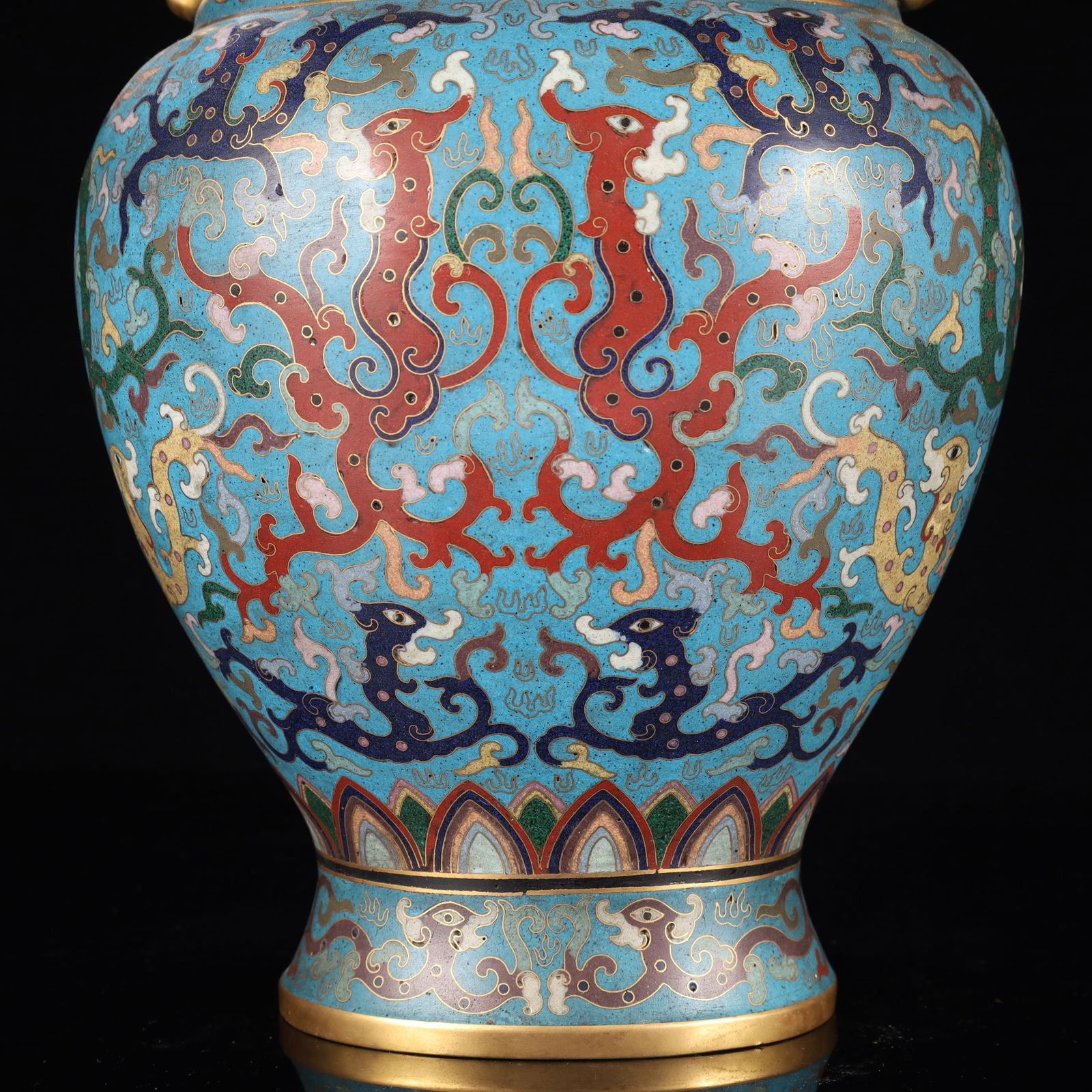 An Exquisite Cloisonne Dragon Pattern Double-Ears Vase - 3