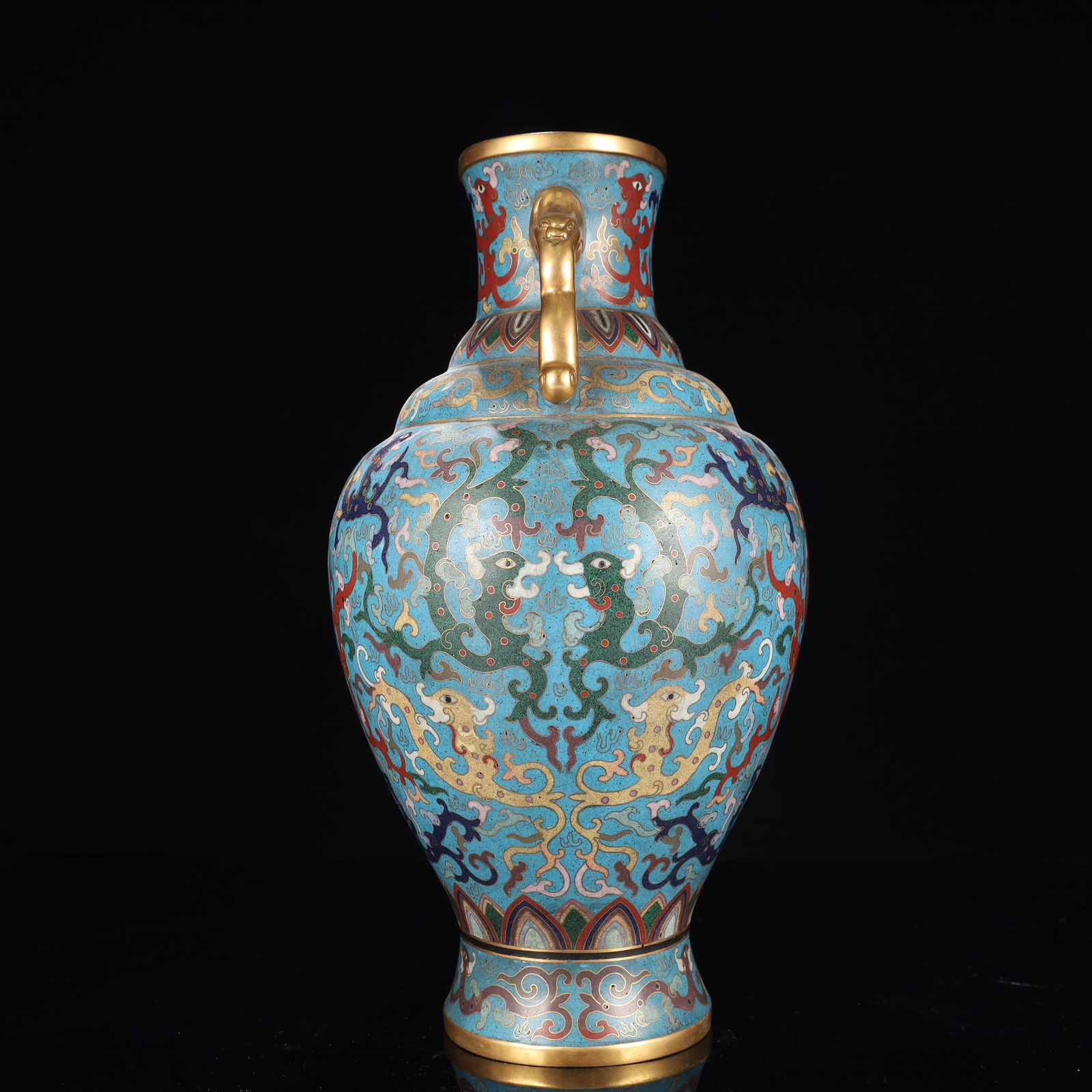 An Exquisite Cloisonne Dragon Pattern Double-Ears Vase - 5