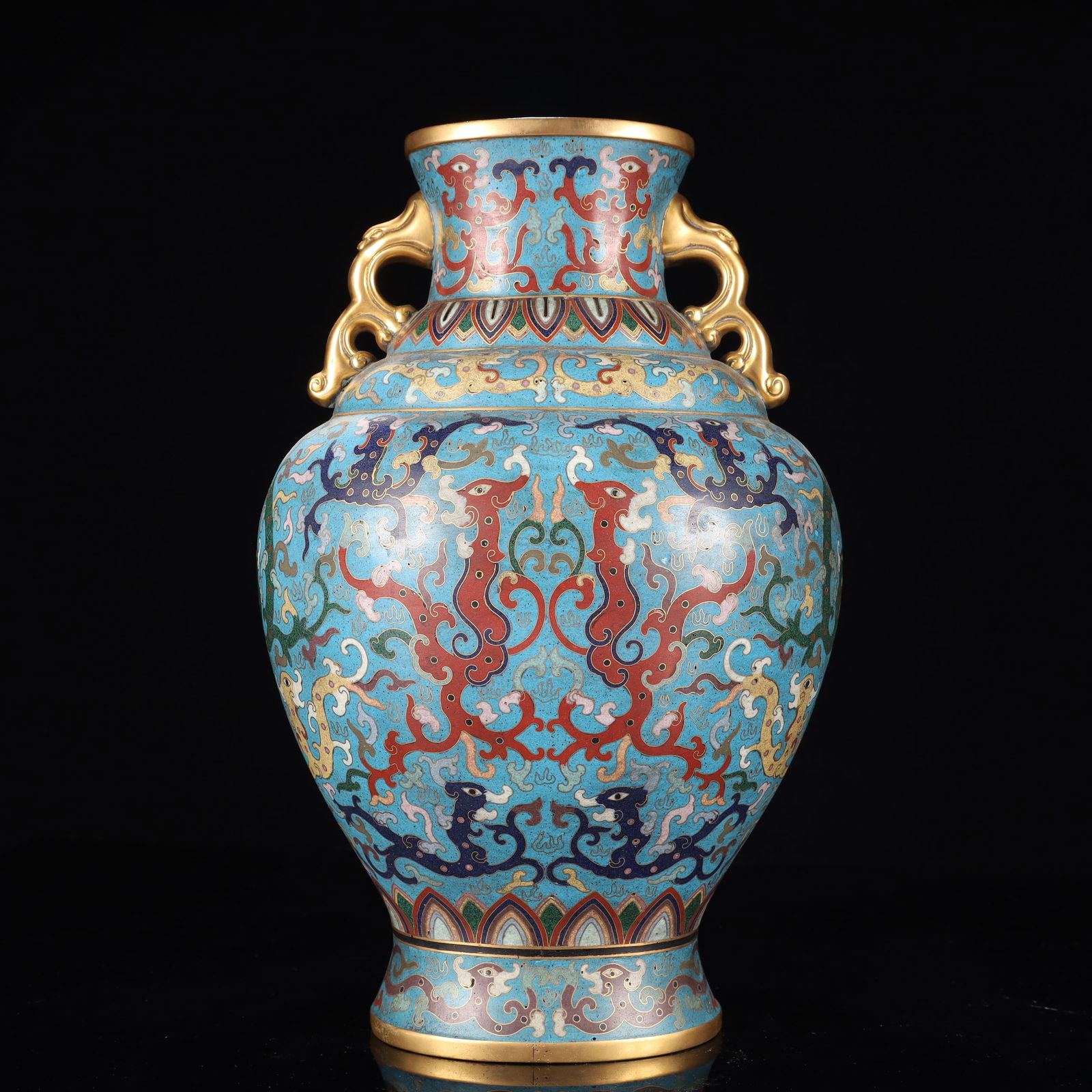 An Exquisite Cloisonne Dragon Pattern Double-Ears Vase - 7