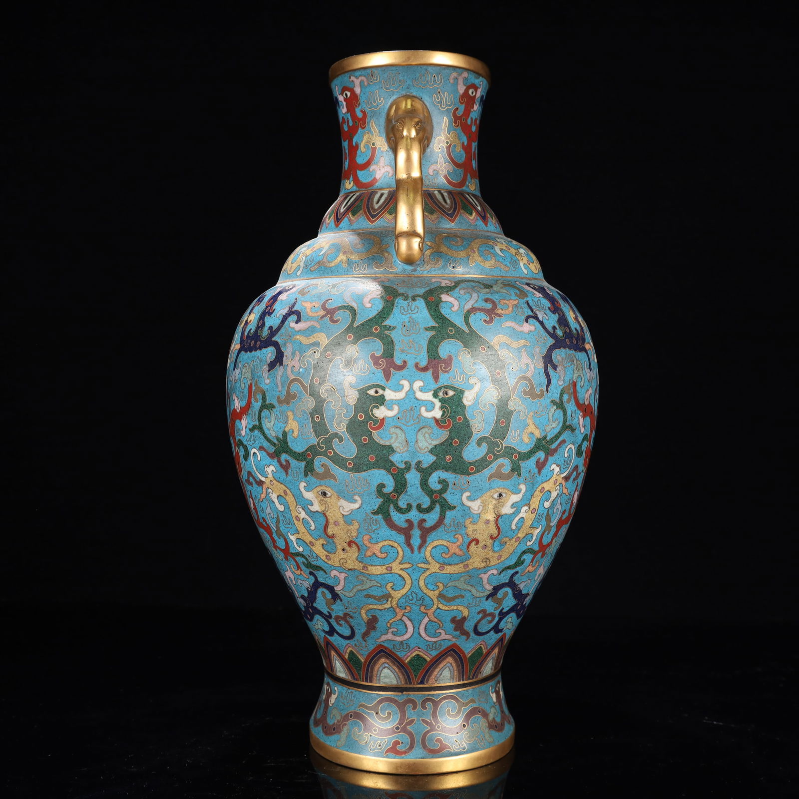 An Exquisite Cloisonne Dragon Pattern Double-Ears Vase - 8