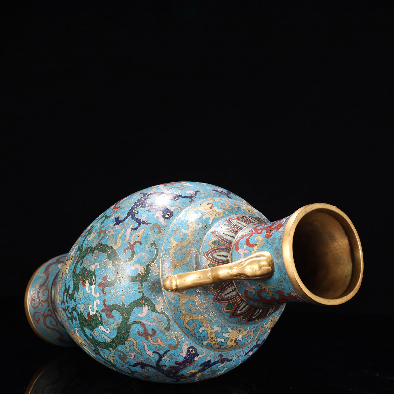 An Exquisite Cloisonne Dragon Pattern Double-Ears Vase - 9