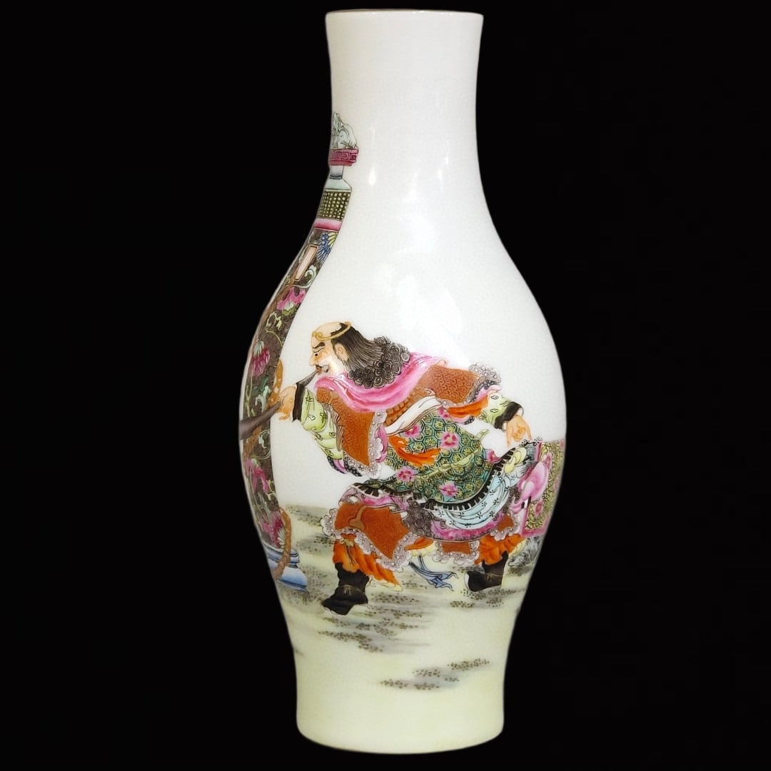 An Exquisite Famille-Rose Figure and Story Pattern Vase: An Exquisite Famille-Rose Figure and Story Pattern Vase,Qing Dynasty,China,Yongzheng Four-Character Mark,Size:6.9inx3.1in 