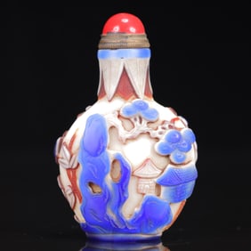An Exquisite Glass Flower and Bird Pattern Snuff Bottle
