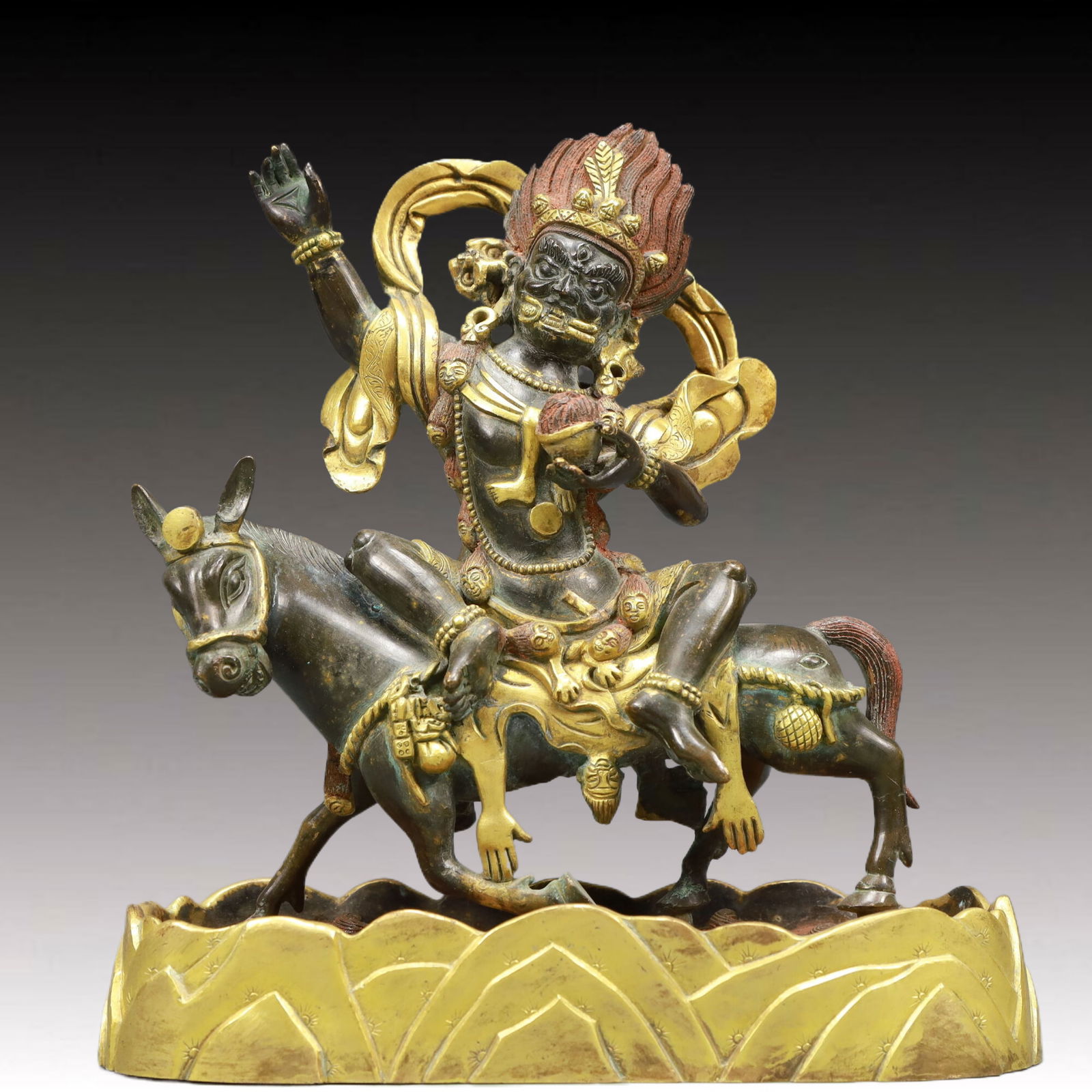 A Solemn Gilt Bronze Statue of Vajra: A Solemn Gilt Bronze Statue of Vajra,Qing Dynasty, China,Size:8.5inx3.1inx9.1in Weight:3300g 铜鎏金金刚像,中国清代