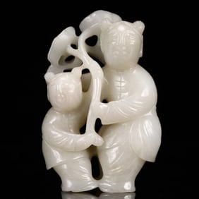 An Exquisite White Jade Figure Ornament
