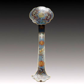 A Exquisite Cloisonne Bats and Peach Pattern Dragon Pattern Ruyi