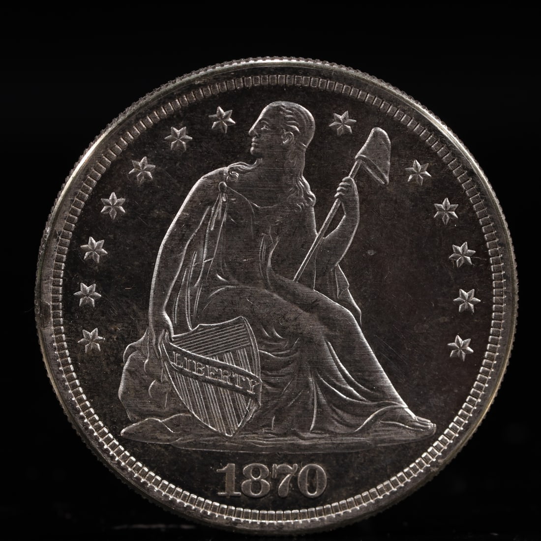 USA One Dollar 1870 Coin: American coin. IN GOD WE TRUST / LIBERTY / 1870 / UNITED STATES OF AMERICA / ONE DOL. Weight:26.9g.